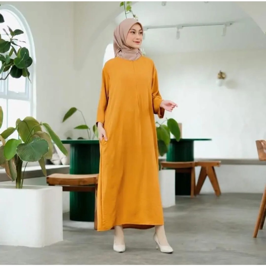 ZEA LONG DRESS TANGAN 3/4 CRINKLE AIRFLOW BUSUI