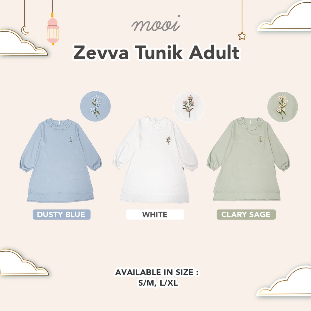 PROMO 7.7 PROMO BAJU LEBARAN Mooi Mom Tunik Raya Top Wanita Lebaran Atasan Wanita Nayyara Zevva Tunik Adult Pakaian Muslim