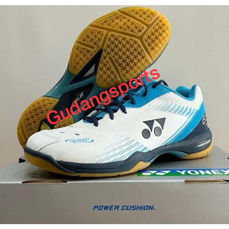 Sepatu Badminton Yonex SHB 65 Z3 Men / shb65z3 White Blue Original