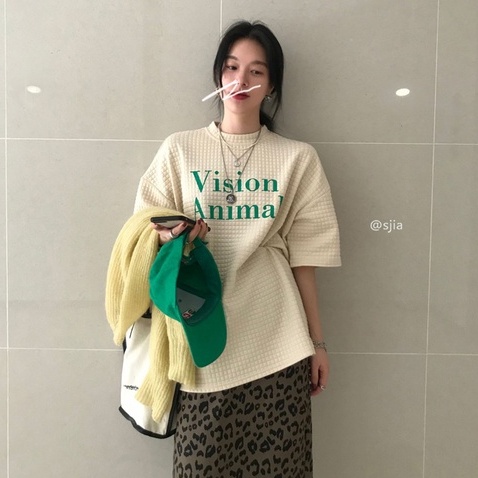 Kaos wanita Kaos oversize putih retro wanita korean style atasan baju wanita kekinian