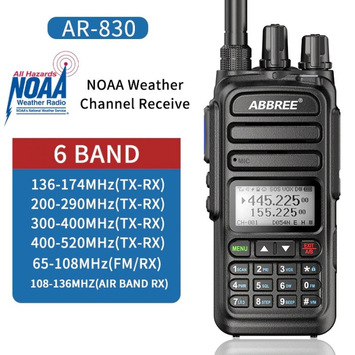 Terlaris Talkie Abbree Ar-830 Full Band Walkie Talkie 10W Wireless Copy Frequency