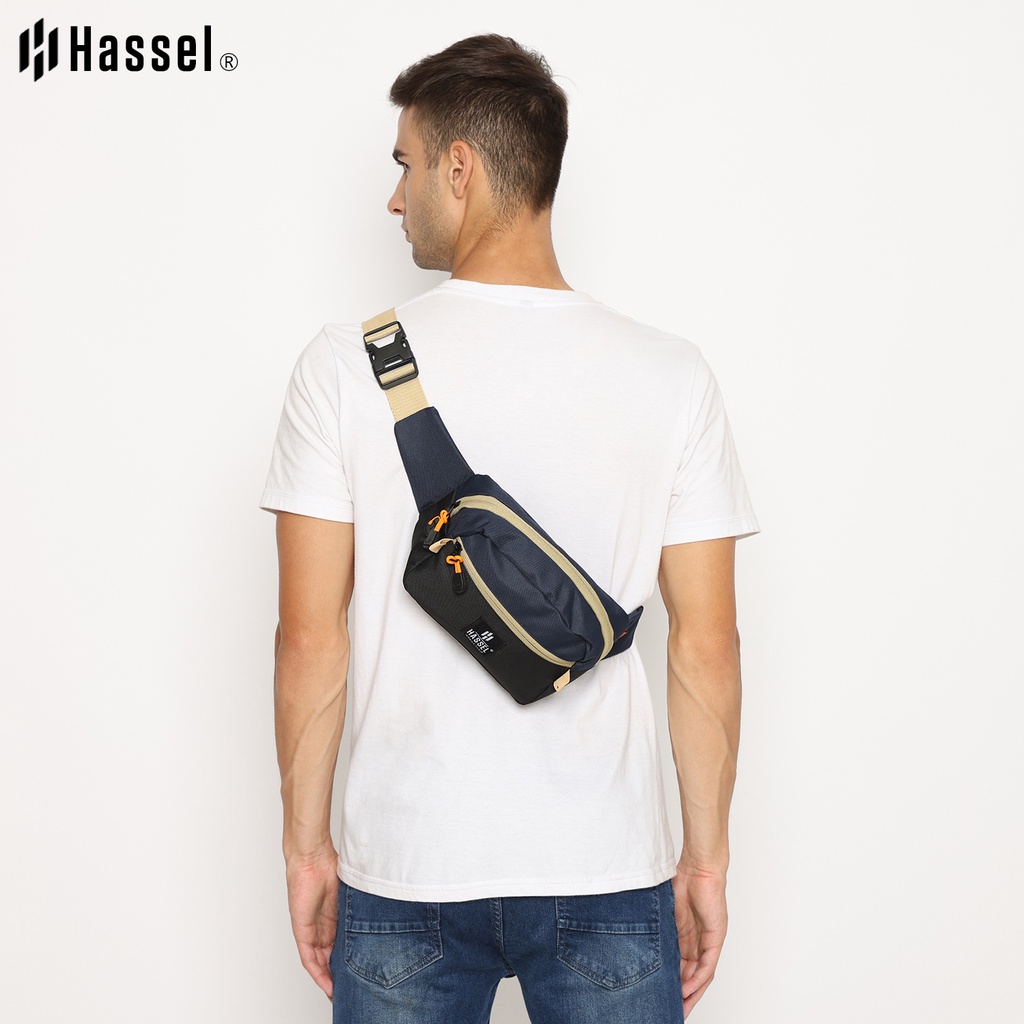 Tas Waistbag Pria Wanita HASSEL EGAN / Tas Selempang Pria Wanita Casual / Tas Pinggang Ori / Black