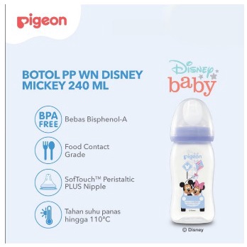 PIGEON Disney Botol Susu 240 ml PERISTALTIC PLUS Wide Neck 1pc