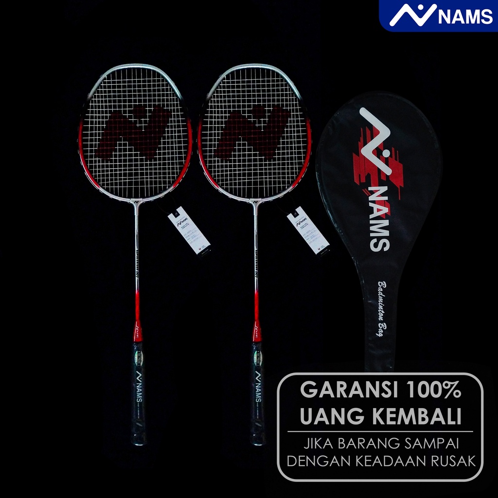 NAMS RAKET BADMINTON SUPER KAITAN RED SILVER 2PCS 1TAS BULUTANGKIS ANAK ORIGINAL ASLI