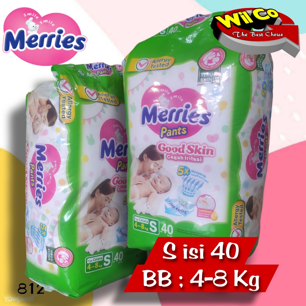 K812 - PAMPERS POPOK BAYI UNISEX MERRIES PANTS GOOD SKIN UKURAN S - XXL