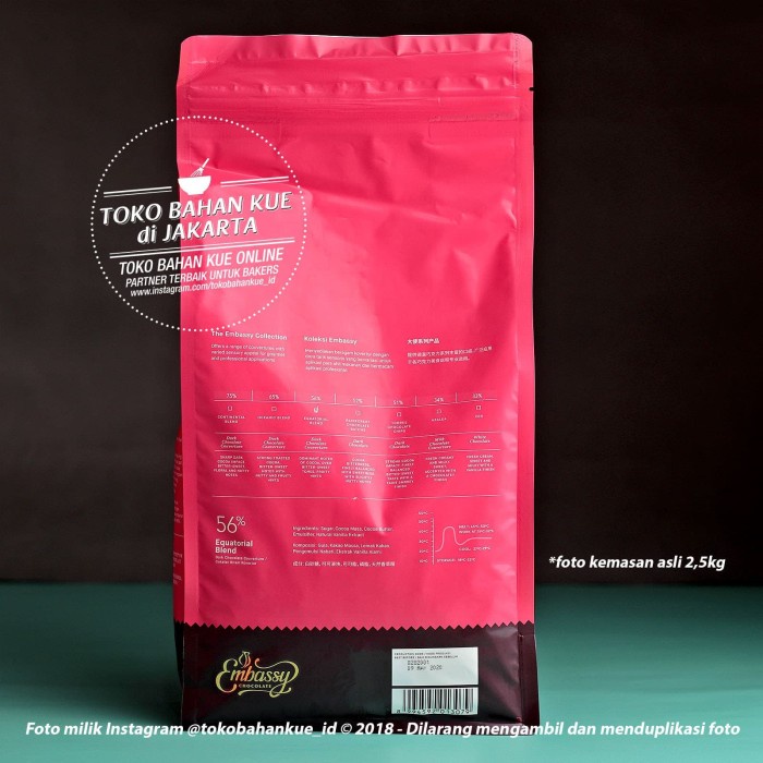 

Embassy Chocolate - Equatorial Blend 56% 250gr Dark Couverture Tulip