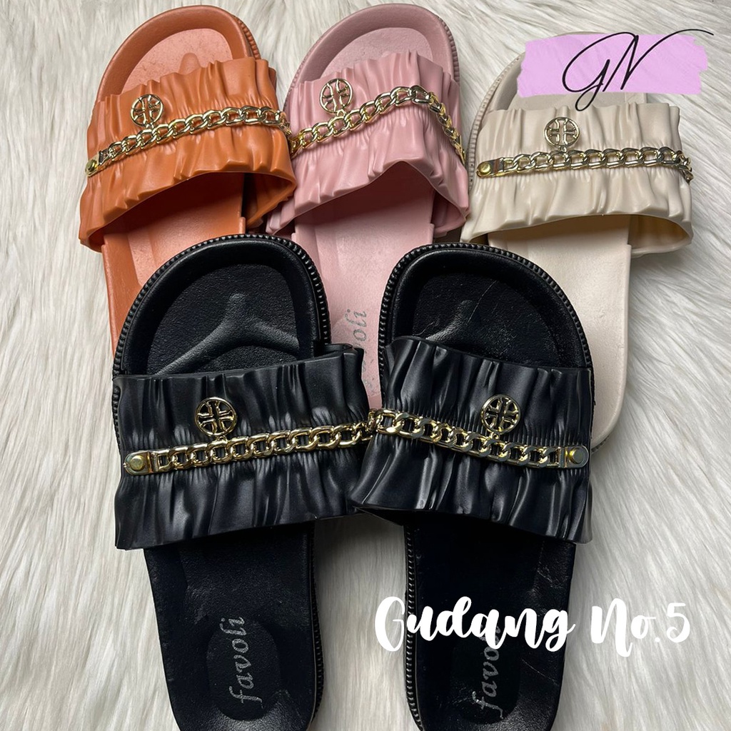 GN-1603-A1 &amp; A2 Sandal Selop Jelly Rantai Fashion Wanita Import Favoli PCU