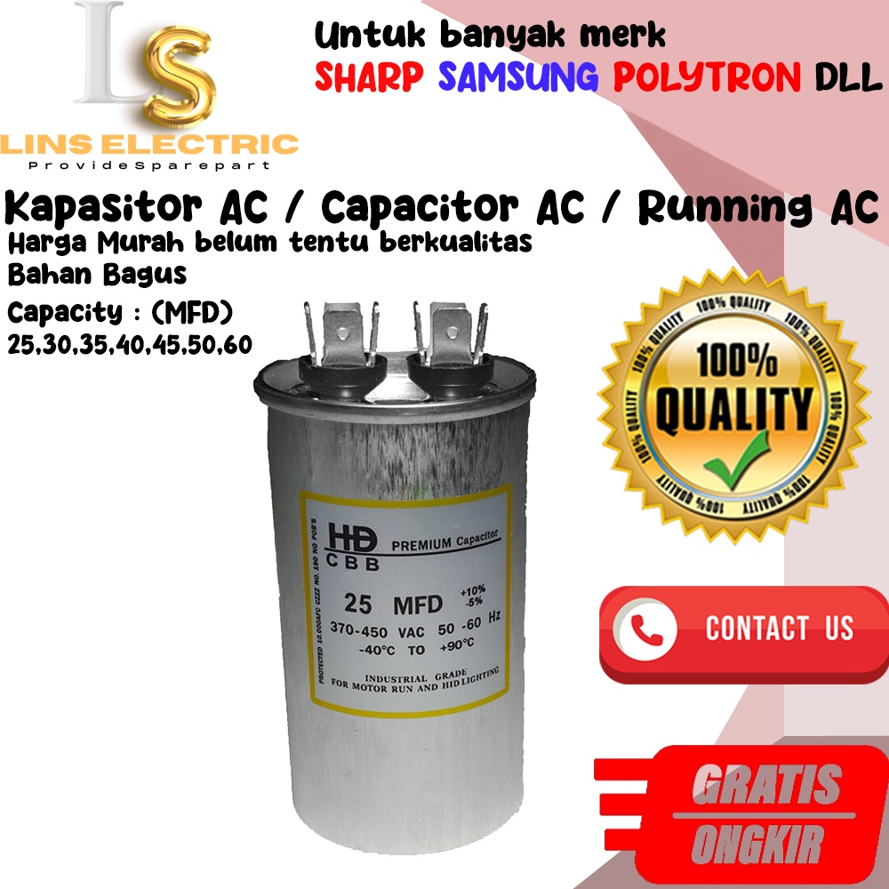 Kapasitor AC / Capacitor AC / Running AC (25,30,35,40,45,50,60)