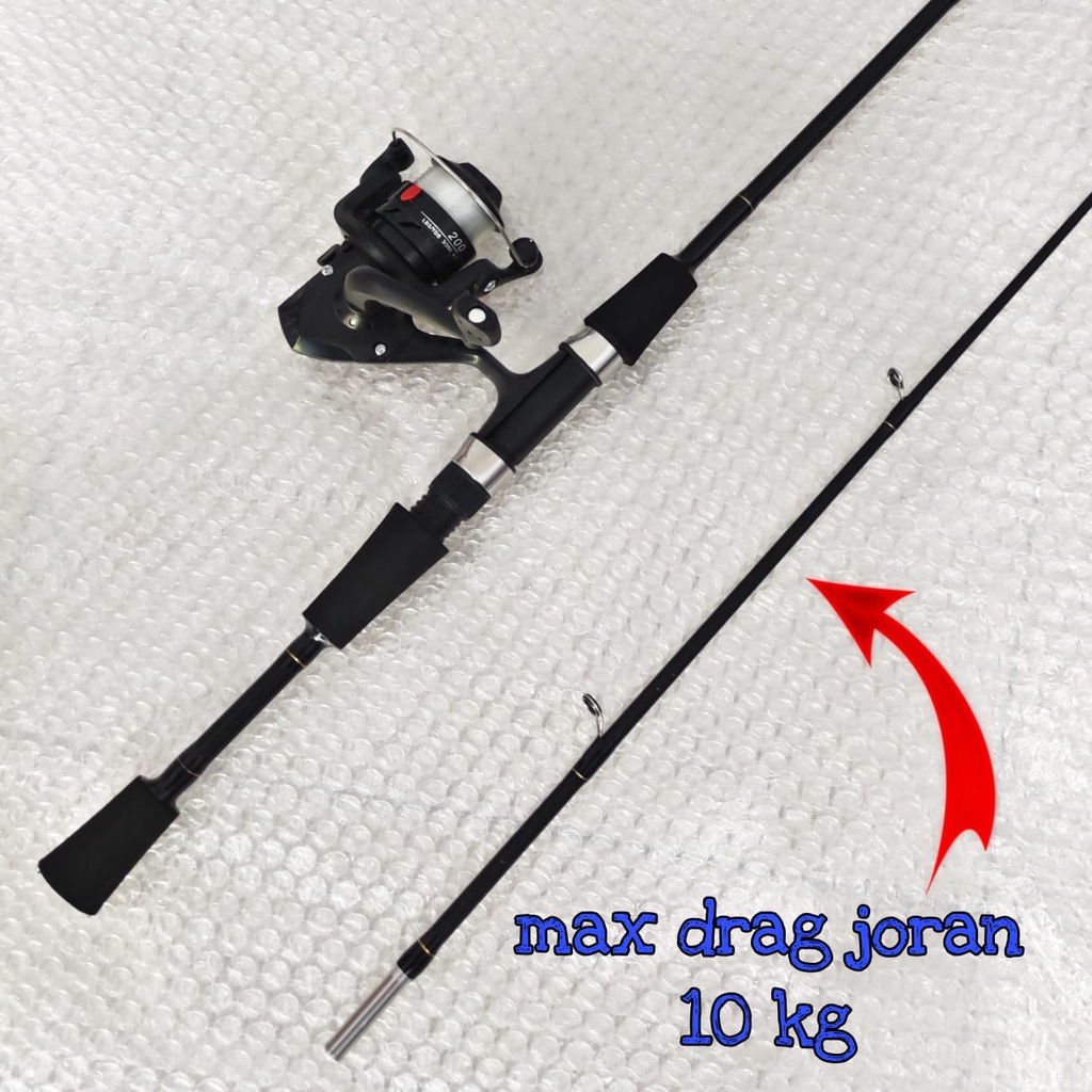 Joran medium lentur spinning casting fiber solid padat ajiro kolam 150 cm bonus reel