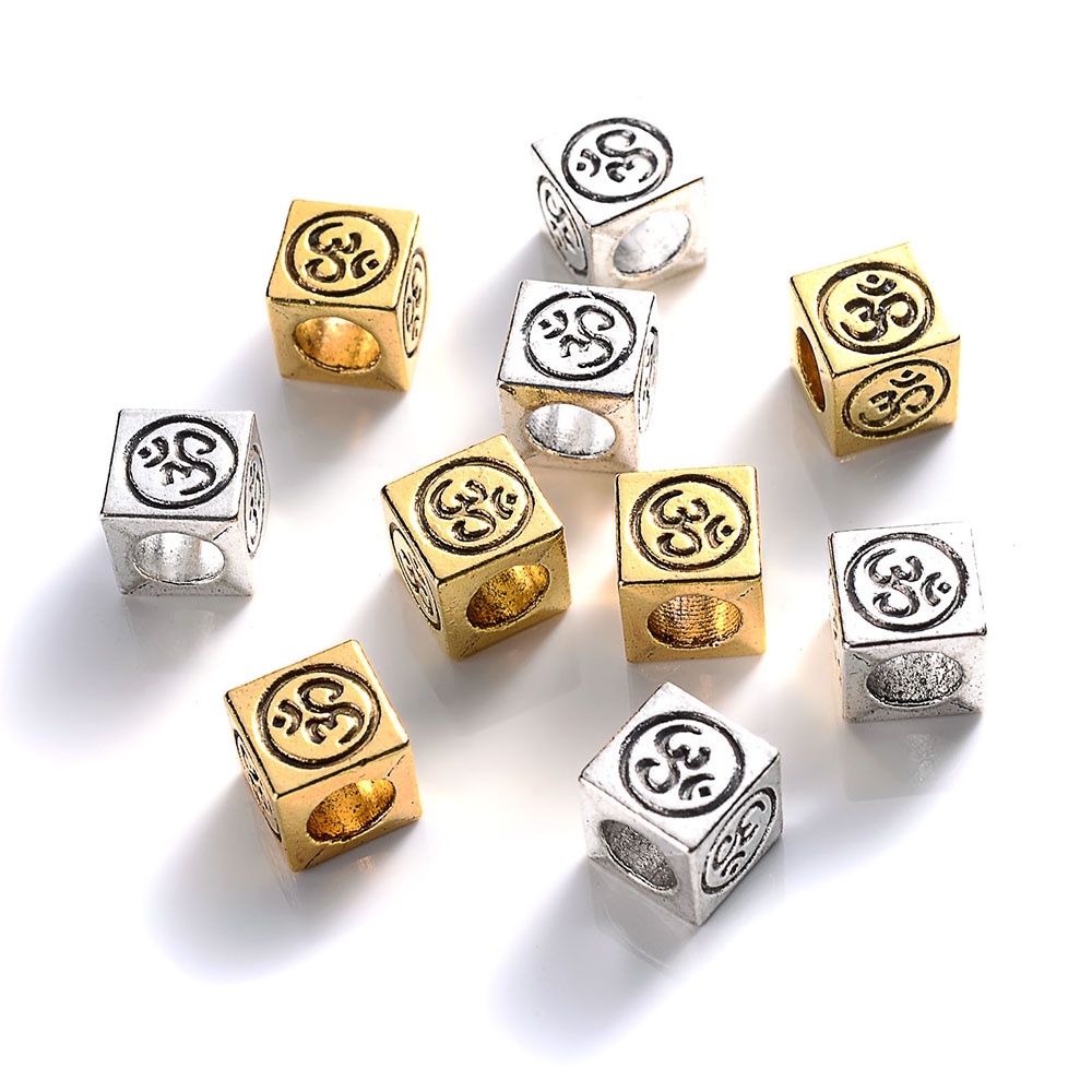 Charms Spacer Kotak Beads Lambang Omkara 8x8x8mm