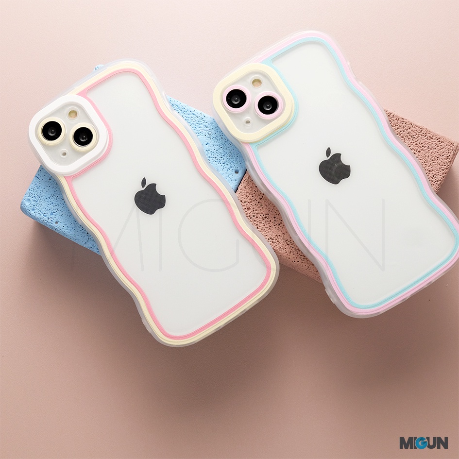 Curly Pastel Transparent Silicone Case iPhone 7 8 Plus X XS MAX XR 11 12 13 14 PRO MAX PLUS