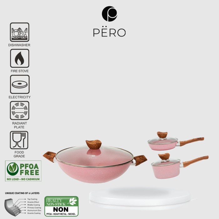 PERO DOA BIOGRANITE TRIO WOK 32CM, SAUCEPAN 16CM & FRYPAN 18CM