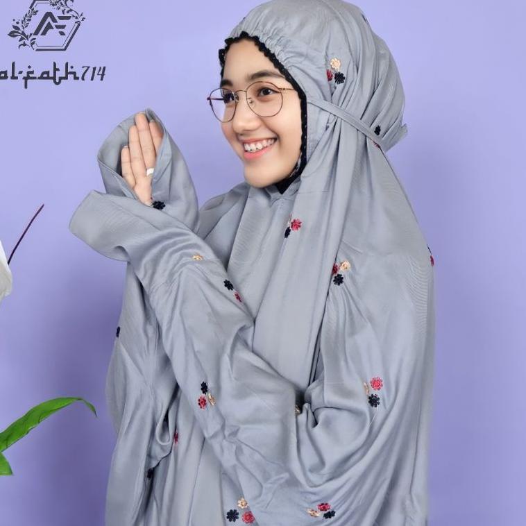 MURAH Mukena Terusan Dewasa bordir bunga melati mukenah lajuran mukena rayon