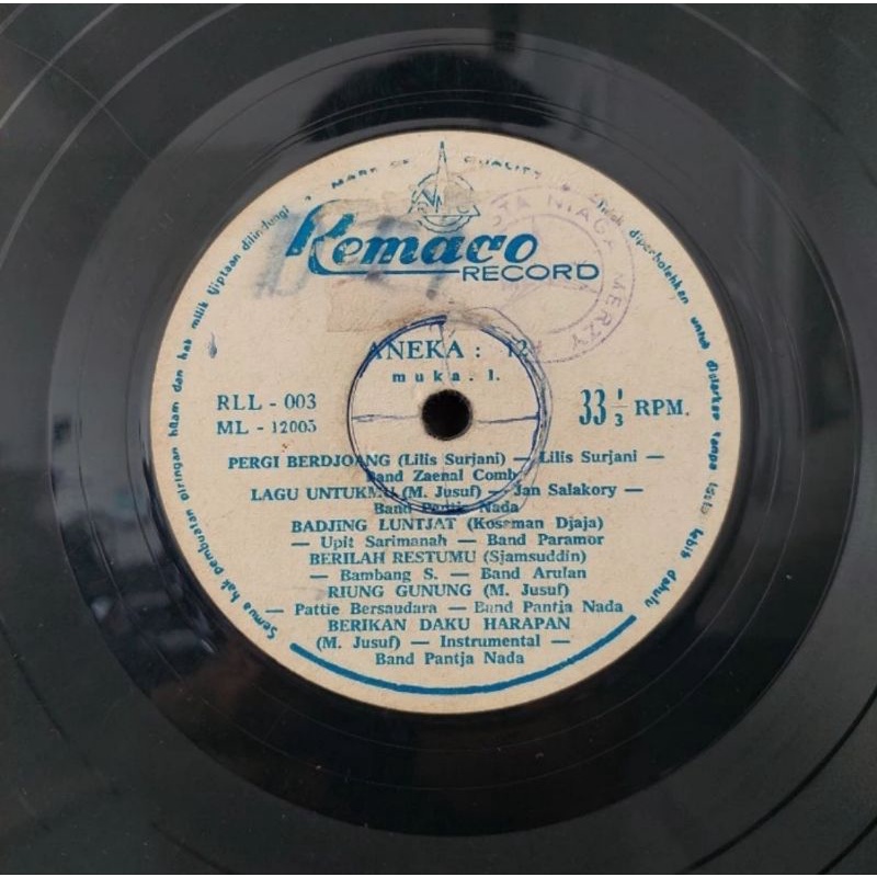 Vinyl Piringan Hitam 12 inch Lilis Surjani-Pergi Berdjoang