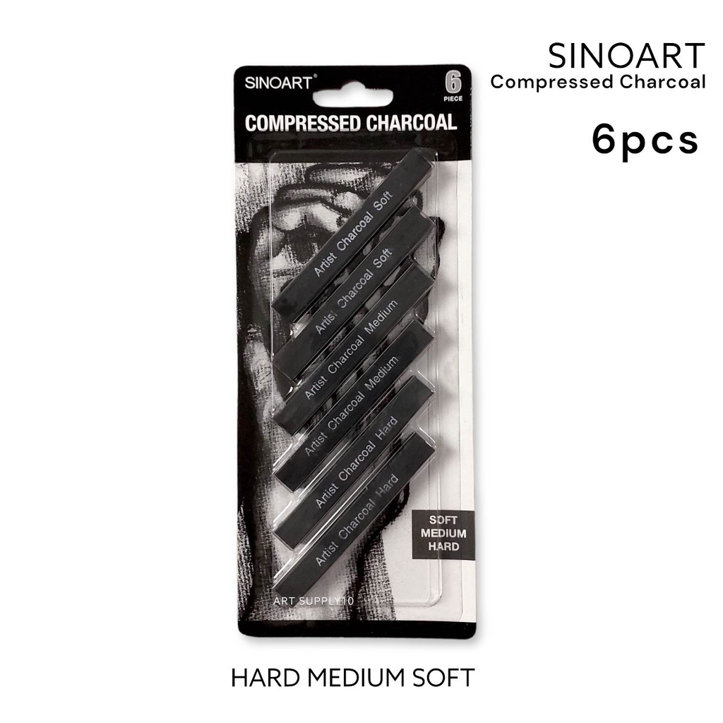 

Sinoart Compressed Charcoal 6pcs Soft/Medium/Hard