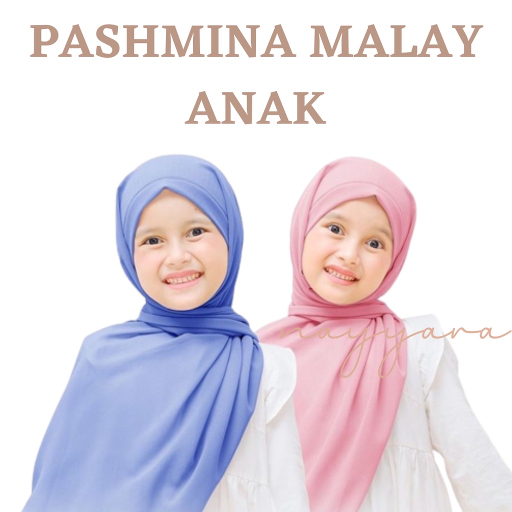Jilbab Pashmina Instan Malaysia Anak / Tudung Malaysia Anak / Kerudung Anak / Hijab Anak