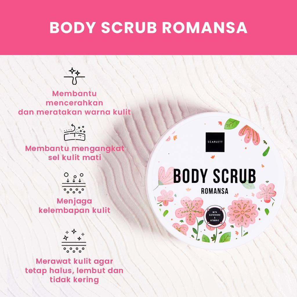 Scarlett Whitening Body Scrub Lulur Romansa Pomegrante Original Hand Lotion BPOM Felicya Angelista