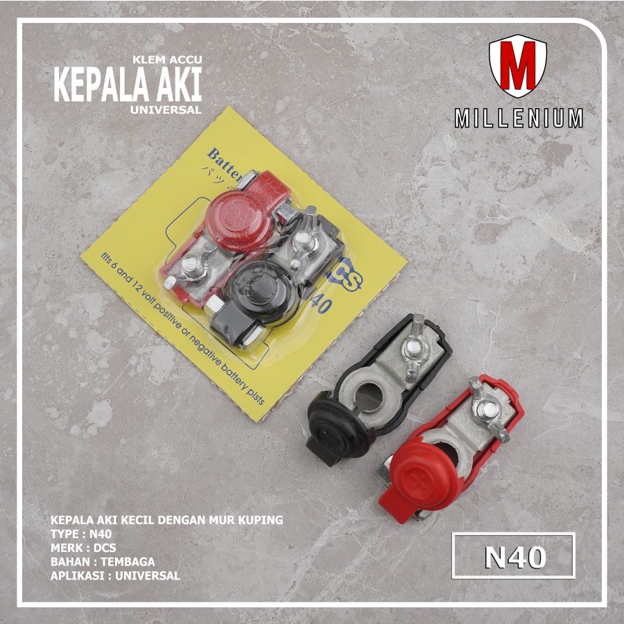 KEPALA AKI MOBIL / TERMINAL AKI / KLEM AKI / KLEM ACCU N40 TEMBAGA HIGH QUALITY UNIVERSAL