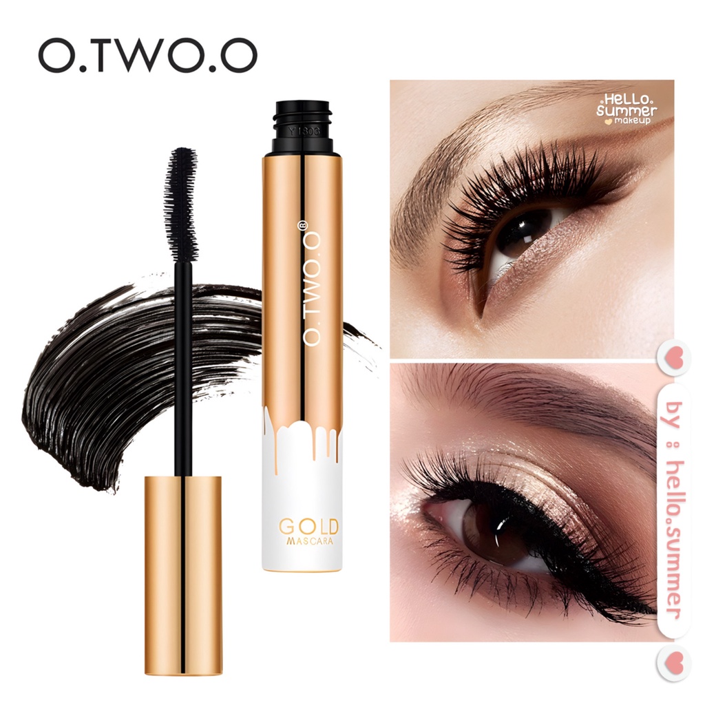 O.TWO.O Gold Black Mascara Waterproof Long Lasting Volumizing Eye Lash Makeup 36H Curl Mascara Viral