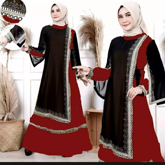 Gamis COD Gamis abaya turkey arab terbaru 2022 promo - marun, M(F8C1) Gamis Abaya Putih Gamis Turki 
