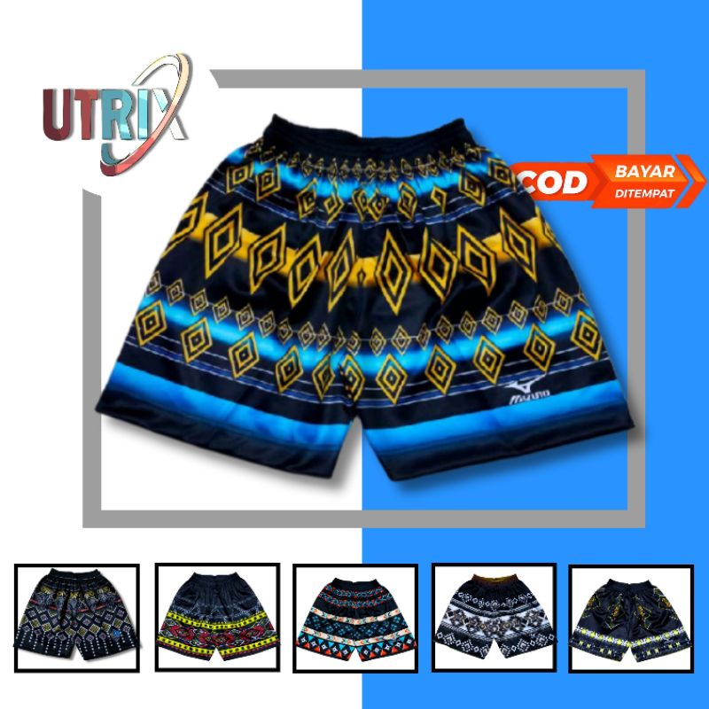 Celana Volly celana Voli untuk pria wanita motif batik keren fullprinting kualitas bahan tebal