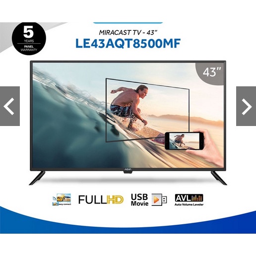LED TV AQUA 43 inch 43AQT8500MF Digital TV FHD Miracast Garansi Resmi