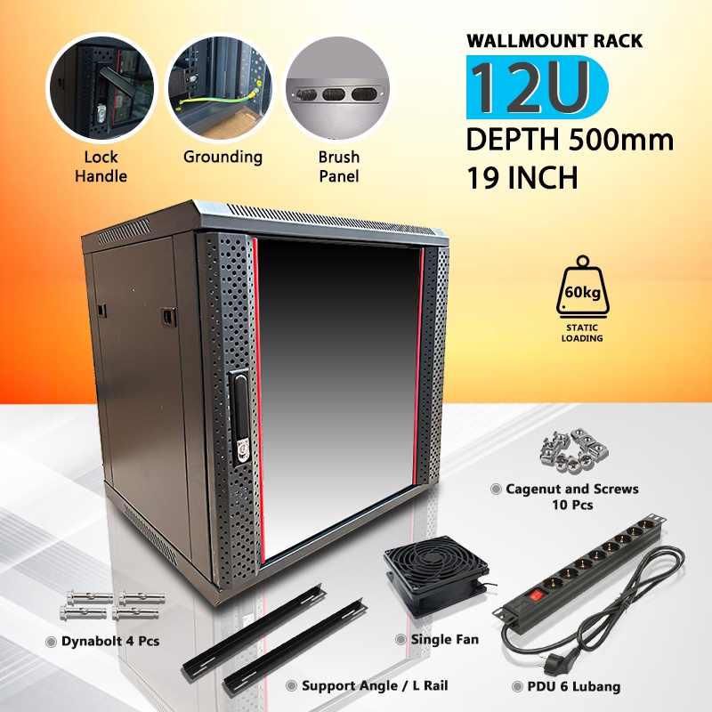 Wallmount rack 12U depth 500mm / rack server 12U