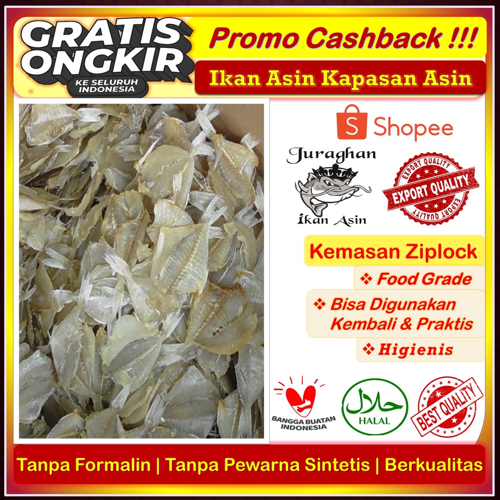 

Ikan Asin Kapasan/Ikan Asin Kerupuk/Ikan Asin Kapasan Belah Kering Enak Higienis Berkualitas 500 gr