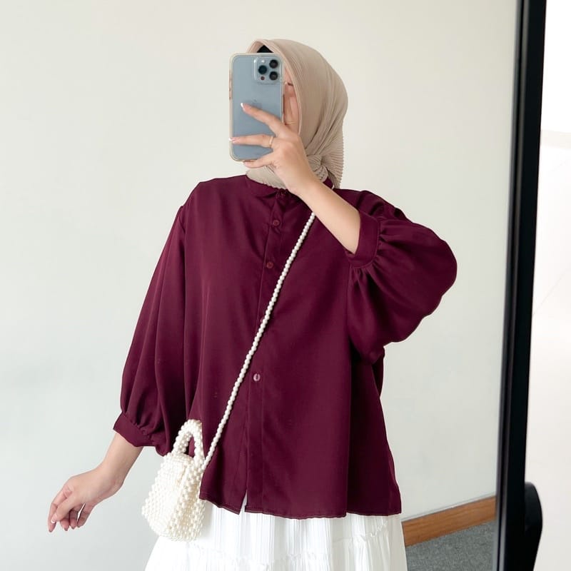 ELZE BLOUSE | Elze Blouse Kemaja Atasan Wanita Shakila Twill | Kemeja Elze Lengan Panjang Shakila Twill