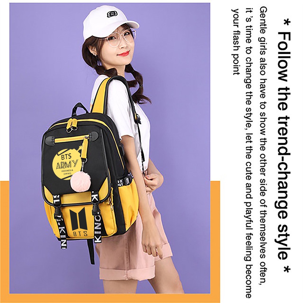 TOKOAGUNG99 - Tas Ransel Wanita korean style BT21 Baru Populer 2022 Tas Ransel Sekolah SMP SMA Ukuran Besar Tas Punggung Backpack Murah Tas