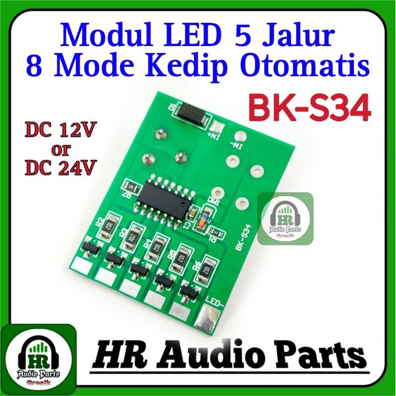 Modul LED 5 Jalur 5TR Dengan 8 Mode Kedip Otomatis Auto BK-S34 BK S34