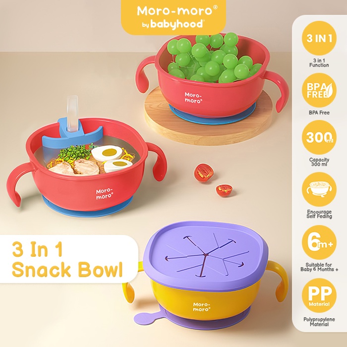 Moro Moro 3in1 Snack Bowl MSB-2231 / Tempat makan Snack bayi