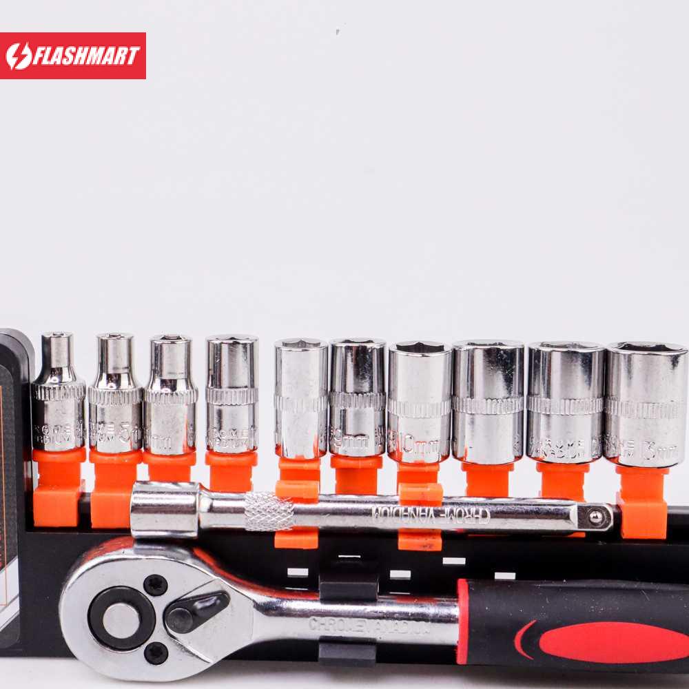 Flashmart Kunci Pas CR-V Drive Socket Wrench Set 1/4 Handle 12 PCS
