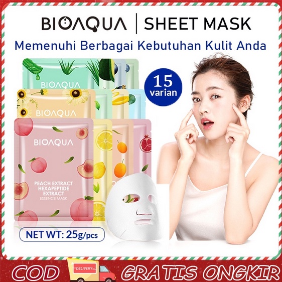 BIOAQUA Sheet Mask Hydrating Essence Face Mask Brightening Moisturizing Skin Care Anti Aging Masker Wajah (25g/pcs)