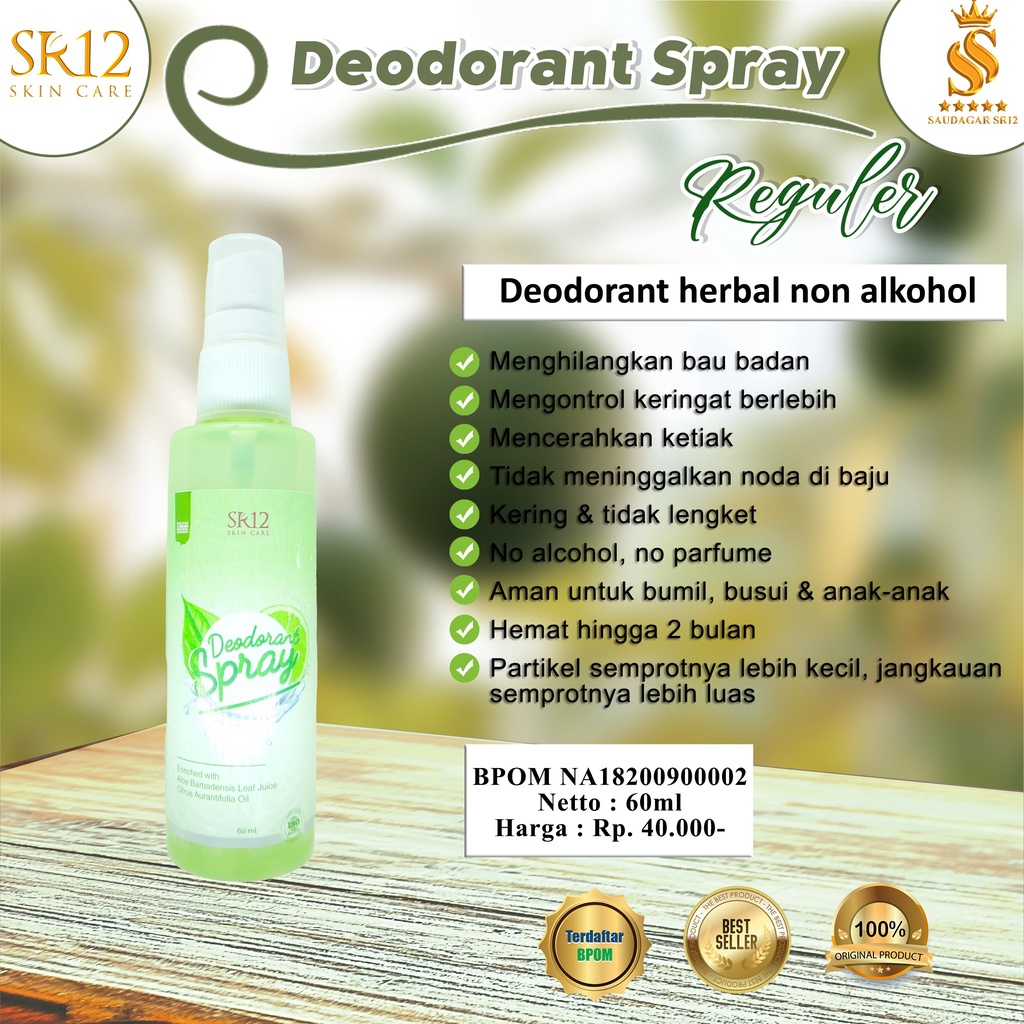 Sale Deodorant spray Sr12 Mengatasi bau badan Mencerahkan ketiak Tawas Mengontrol keringet berlebih 60ml Bpom
