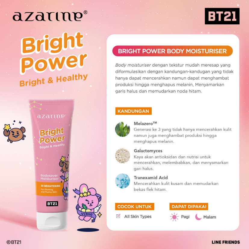 Azarine x BT21 Bodysaver Moisturizer 100ml Body Saver BPOM