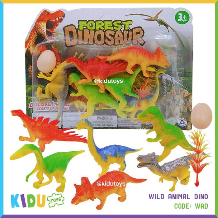 Mainan Anak 6 Pcs Forest Miniatur Dino / Hewan Dinosaurus Wild Animal Dino Kidu Toys