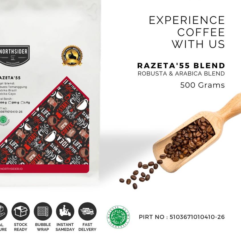 

❆ BIJI KOPI SUSU RAZETA'55 BLEND ROBUSTA-ARABIKA - 500GR NORTHSIDER COFFEE ➦
