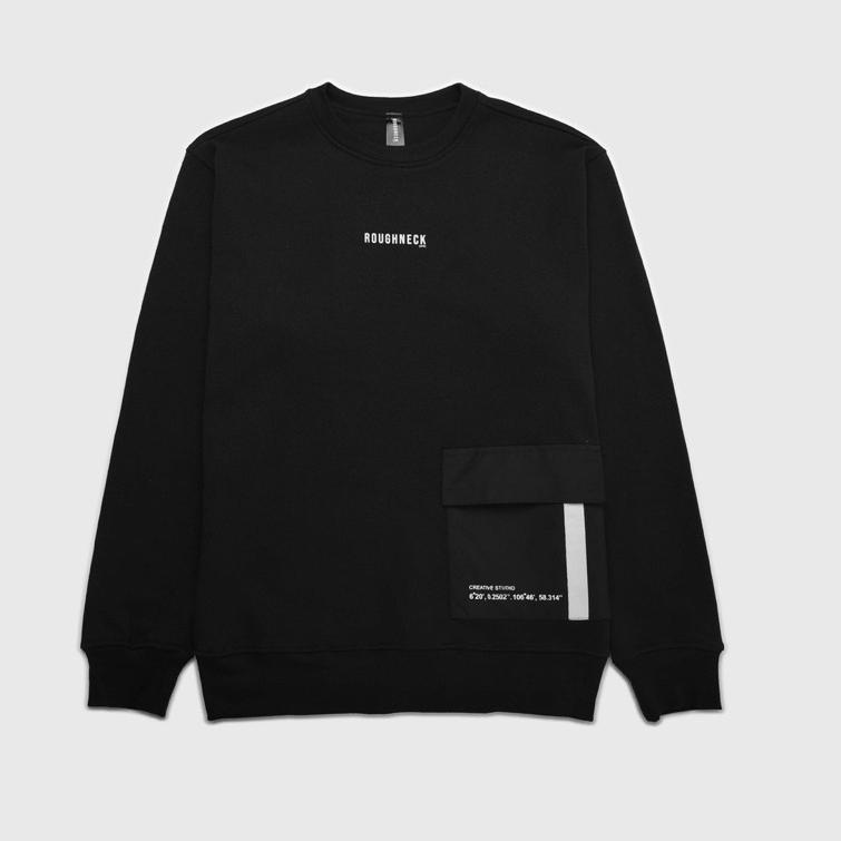 Roughneck SS223 Black Tactical Studio White Crewneck / Crewneck roughneck / Sweater roughneck / jake