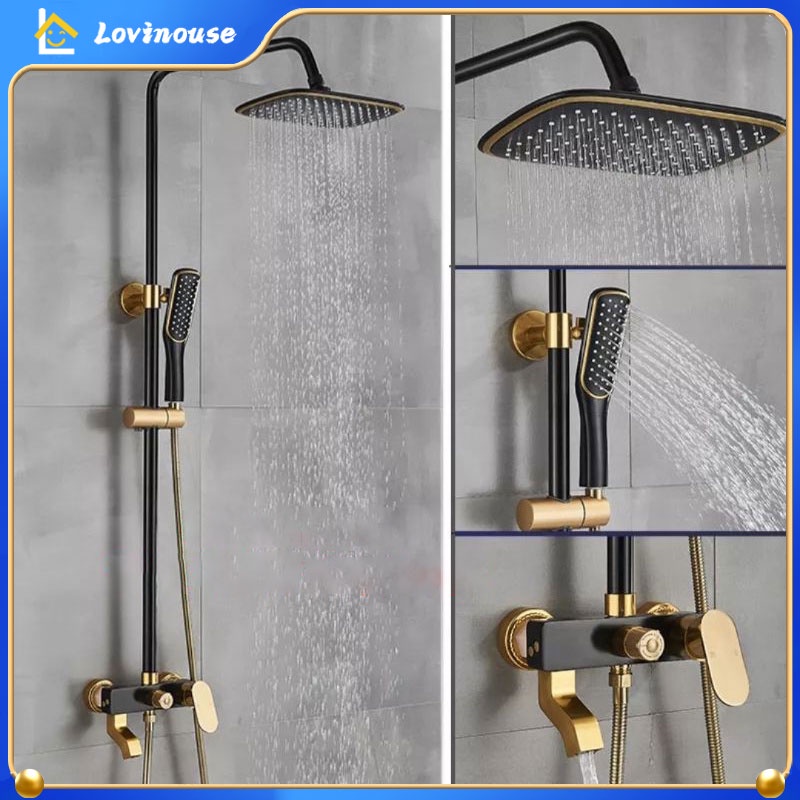 Shower Tiang Column 3 Dalam 1 Shower Set Dengan Faucet Sprayer Faucet Panas Dan Dingin Set Kamar Mandi Besi Tahan