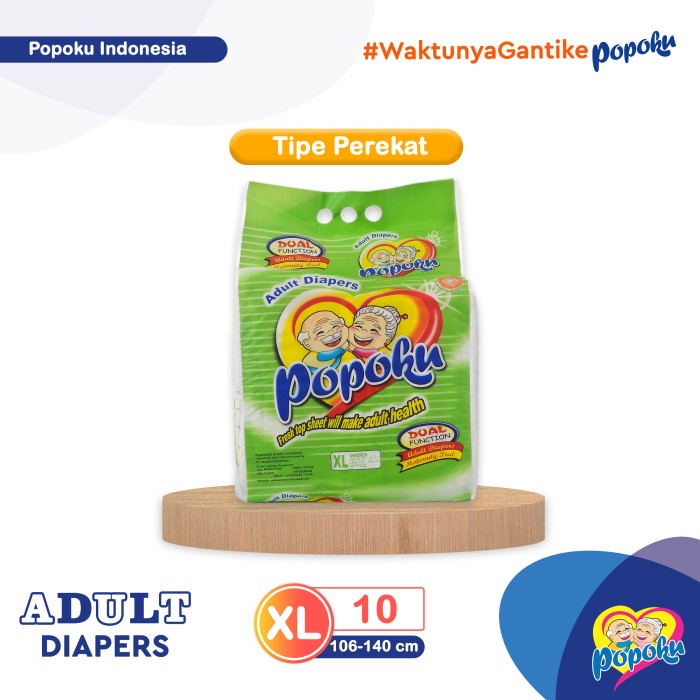 Terlaris Popok Dewasa Tipe Perekat (Popoku Adult) Size Xl Isi 10Pcs