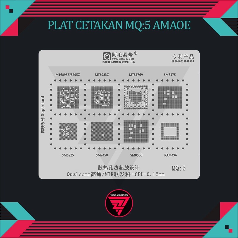 Plat Cetakan MQ:5 Amaoe / Plat MQ5 Amaoe / Plat Cetakan IC CPU RAM MEdiatek Qualcomm / Cetak Kaki IC