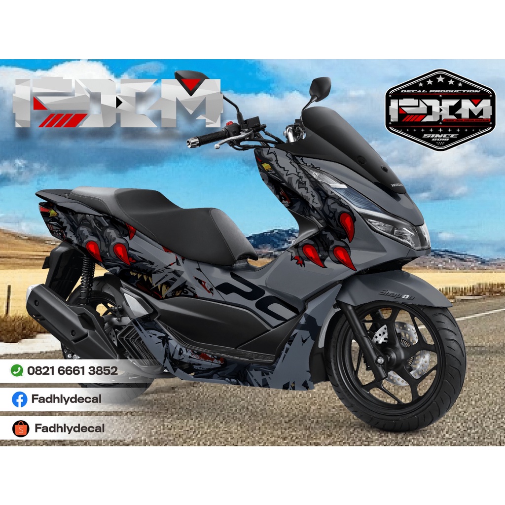 Decal PCX 160 Grey / abu Hitam desain cakar keren stiker fullbody