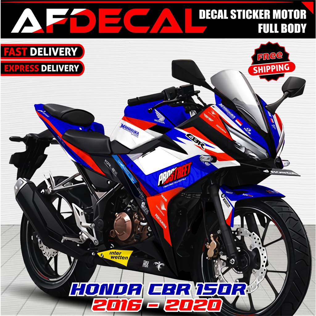 decal stiker motor cbr150r facelift fullbody motif mandalika racing blue