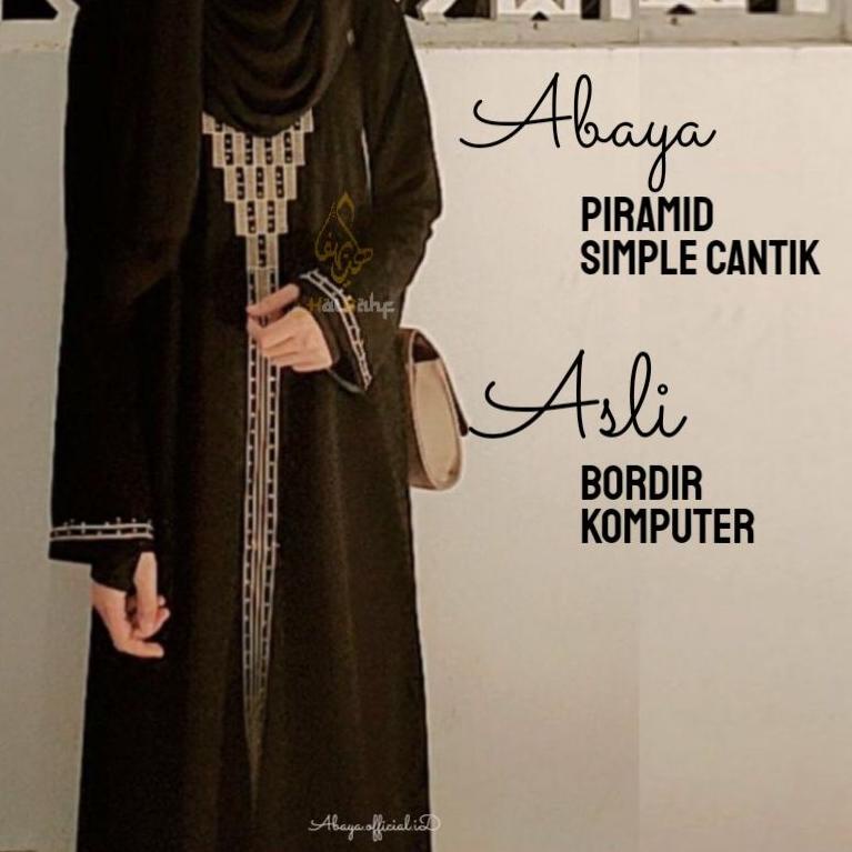 HARGA SPESIAL Abaya piramid Bordir Gamis Hitam arab saudi bahan Jetblack Saudi Original Abaya