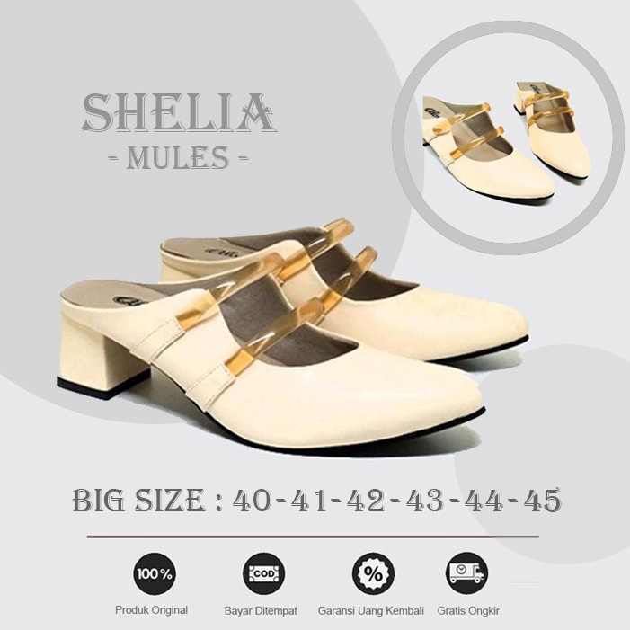 SHELIA X ZAGIB SERIES A5.68 | Sepatu Wanita Bustong Heels Big Size Mules Ukuran Besar 40-45