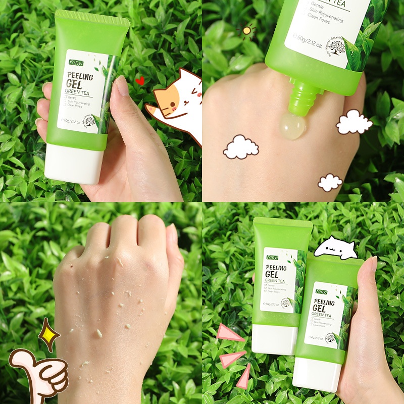 Scrub Wajah Gel Pengelupas Pengelupasan Wajah Pelembap Pemutih Teh Hijau Menghilangkan Komedo Jerawat Mendetoksifikasi &amp; Membersihkan Semua Kulit