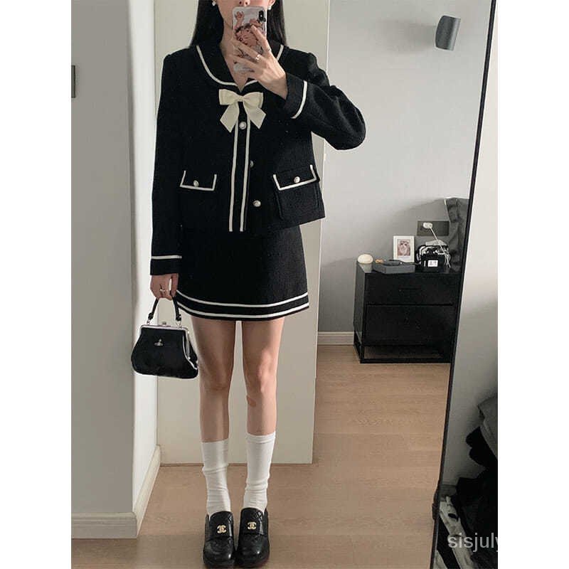 [✅BISA COD] #Sisjuly# Setelan angin dupa kecil hitam wanita temperamen jaket lengan panjang pinggang
