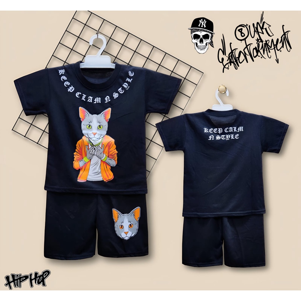 SETELAN BAJU ANAK HIP HOP CAT SWAG UNTUK ANAK 2-10 TAHUN BISA COD KE285