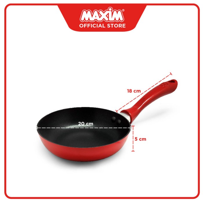 Maxim Eleganza Red Wajan Teflon Anti Lengket 20cm Frypan ORIGINAL